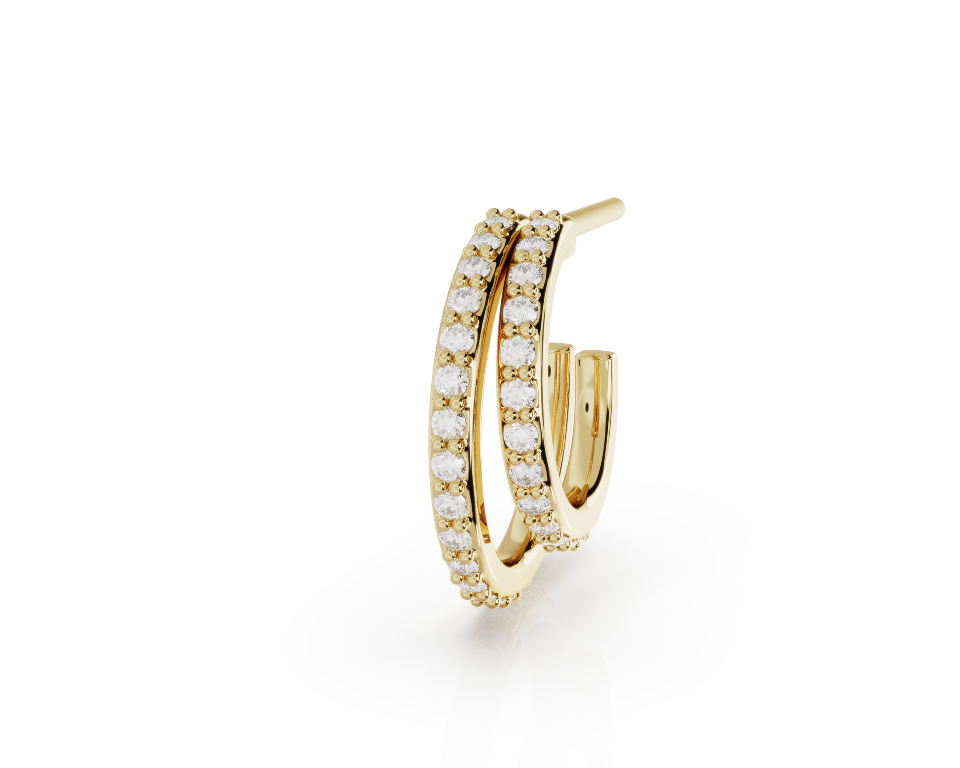 Double Row Diamond Hoops - Sold as a pair