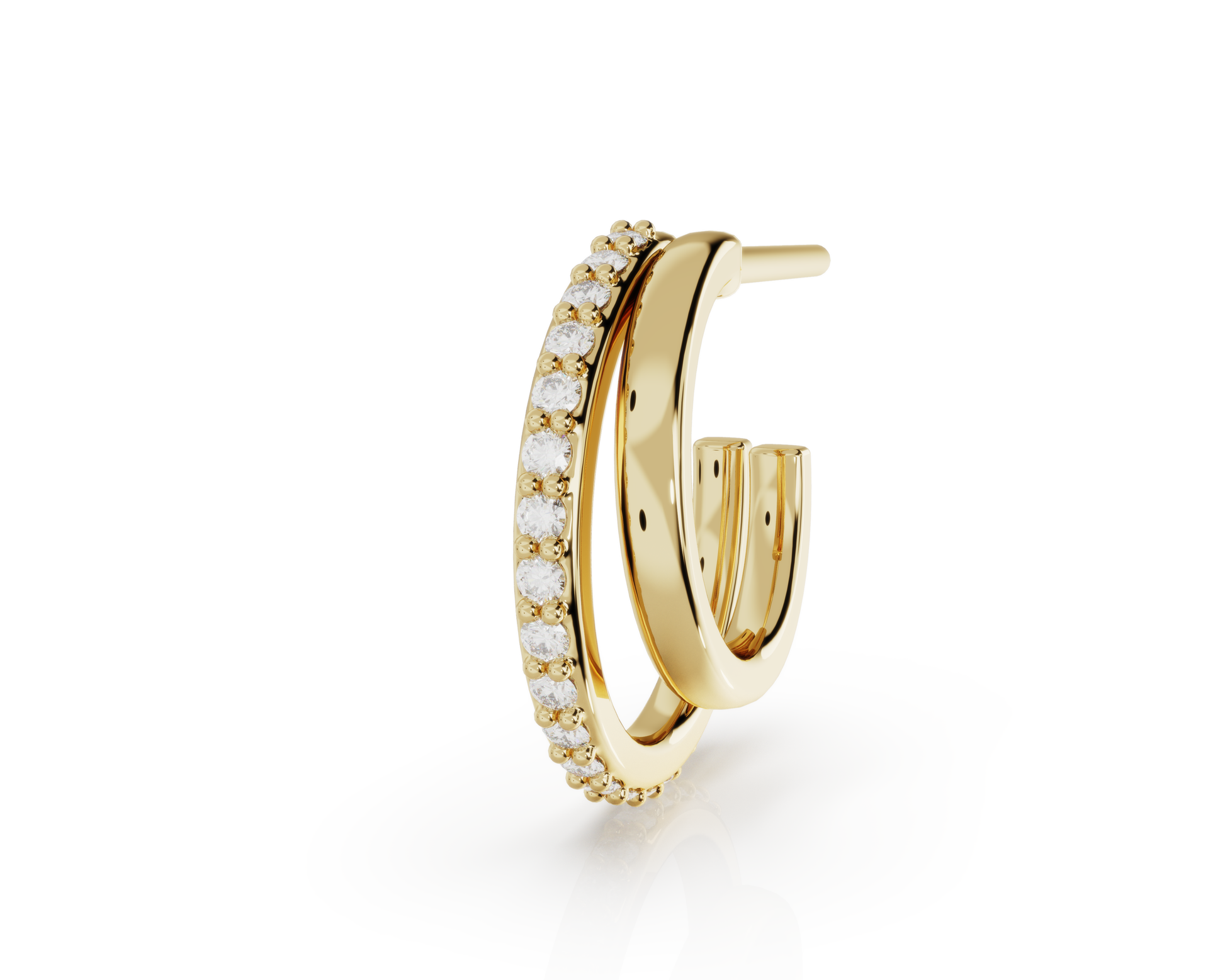 Double Hoops - Single Row Diamonds - Sold as a pair