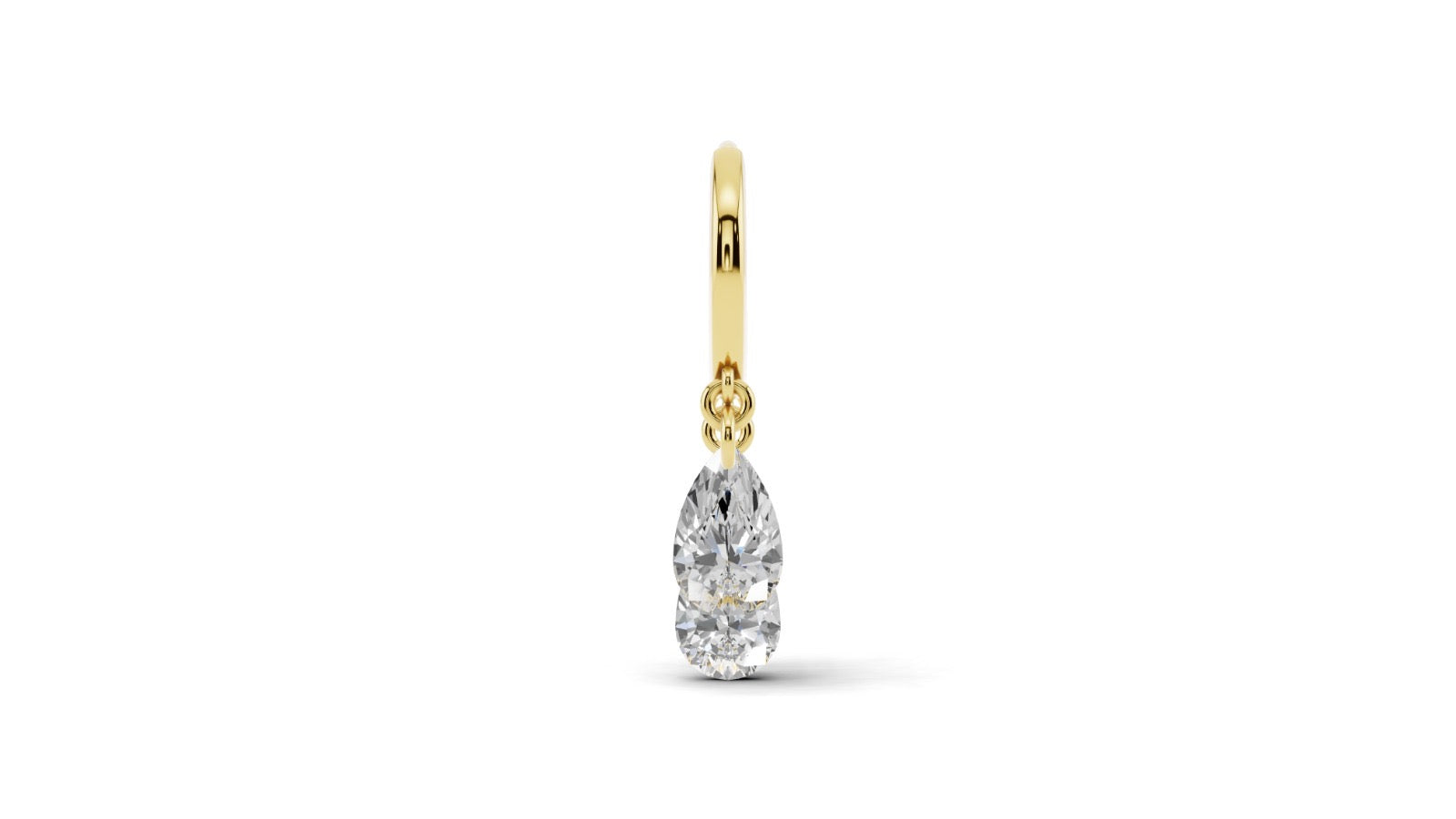 Floating Tassel Huggie - Pear Shape Diamond