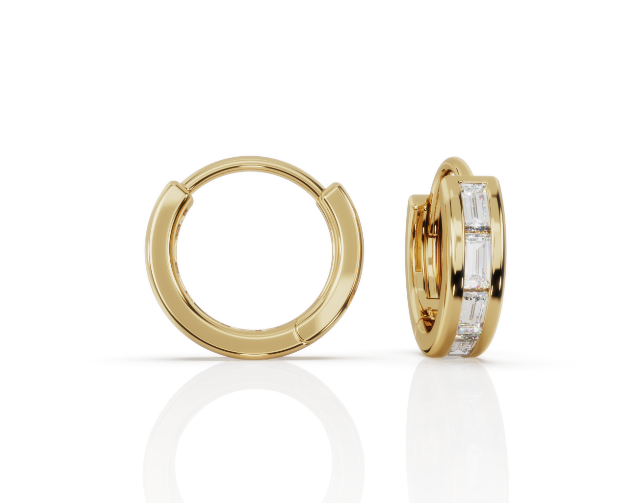 Channel Set Baguette Huggie