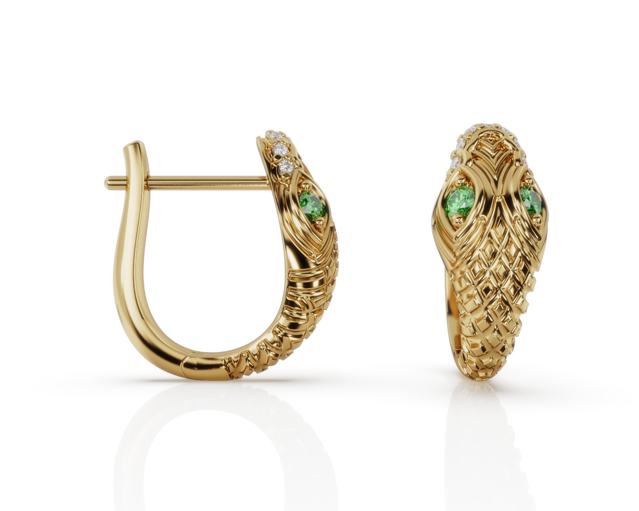 Tsavorite Eye Snake Huggie - Mini - Single