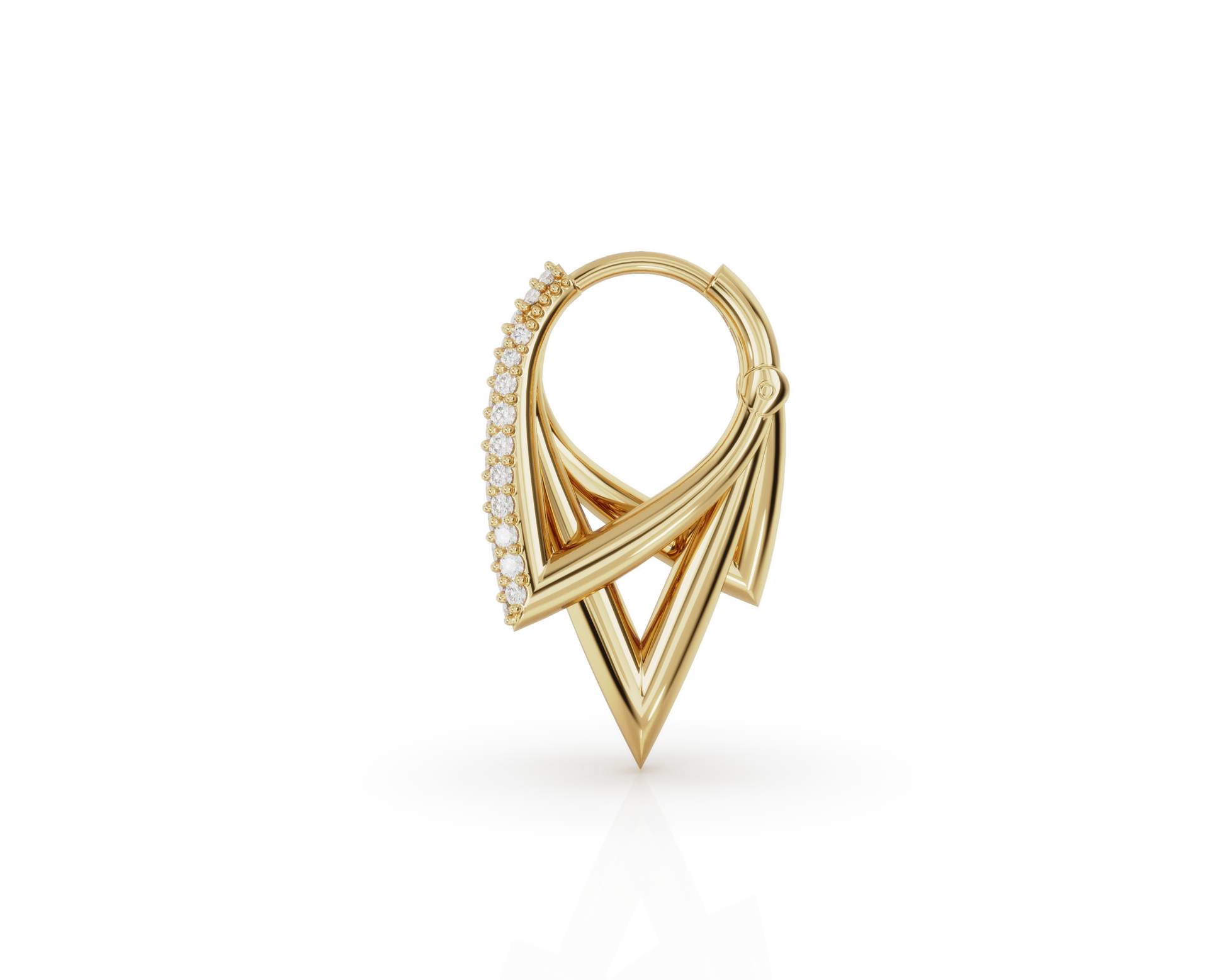 Triple V Hoops with Diamonds (Sold as a Pair)