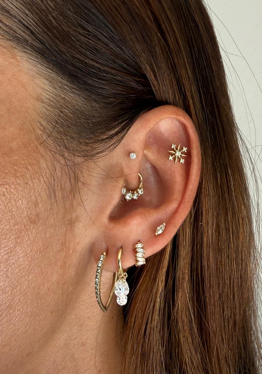 Floating Tassel Huggie - Pear Shape Diamond