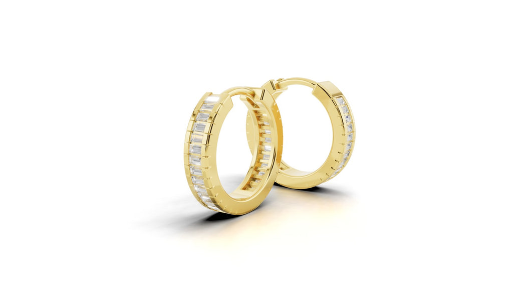 Double Sided Diamond Baguette Hoop - sold as a single