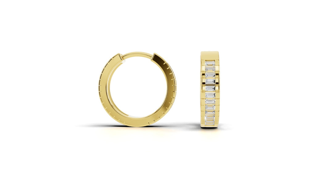 Double Sided Diamond Baguette Hoop - sold as a single