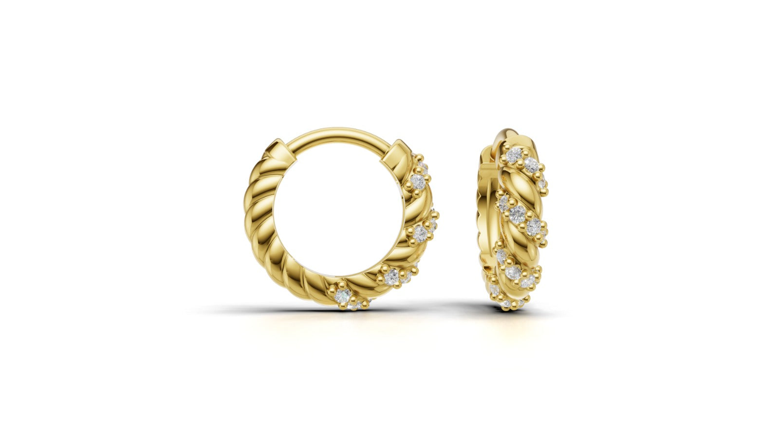Bold Twisty Huggie with Diamonds - Sold as a Single