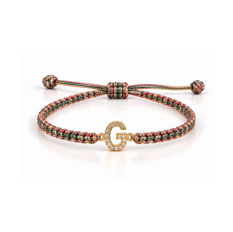 Diamond Initial Rope Bracelet