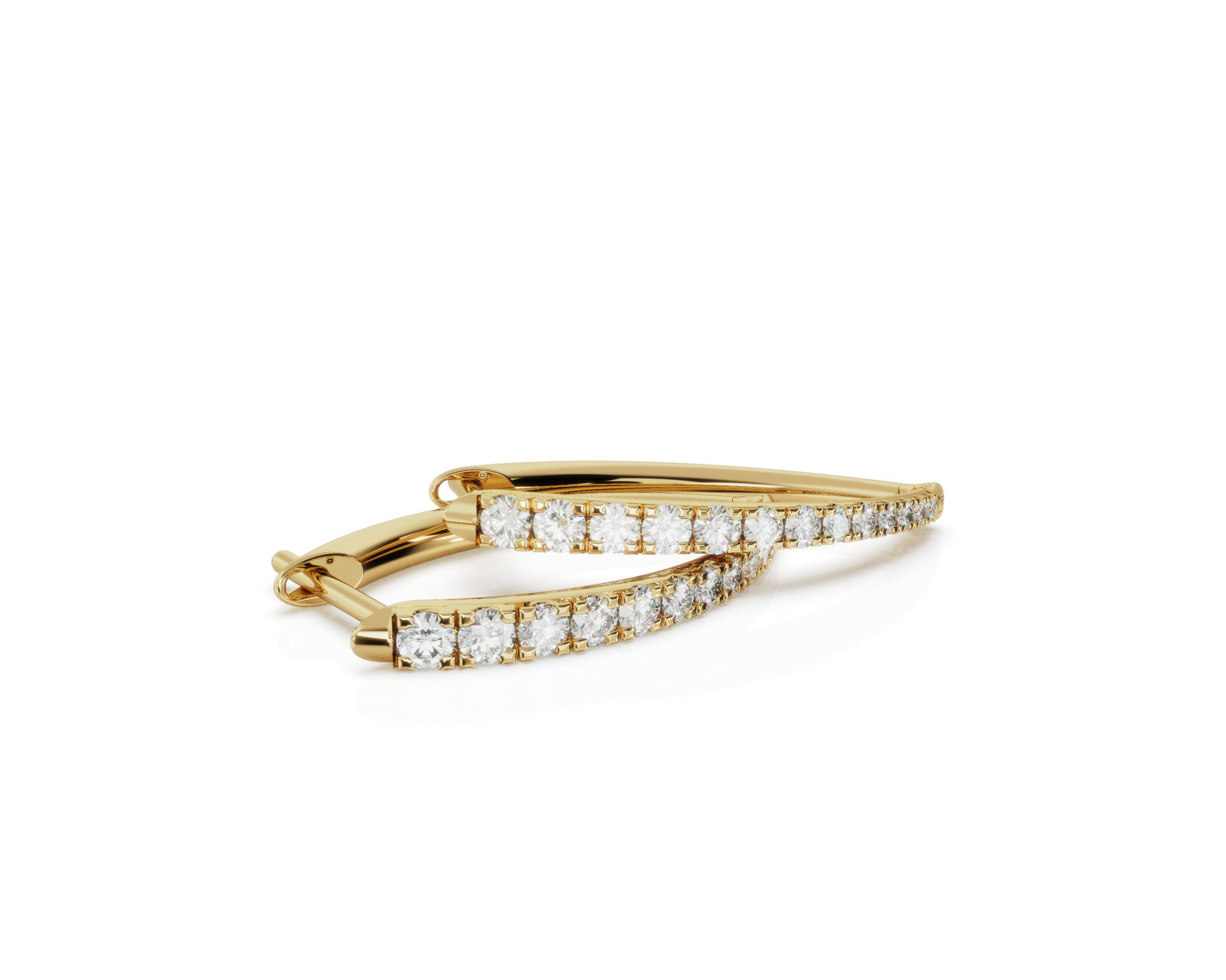 Large V Shape Diamond Hoops (Sold as a Pair)