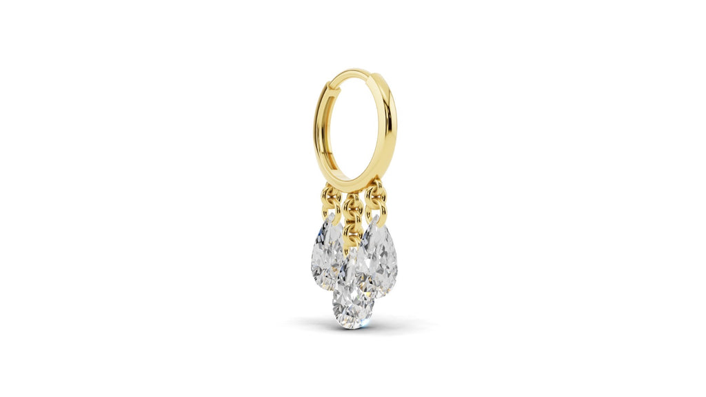 Floating Tassel Huggie - Pear Shape Diamond
