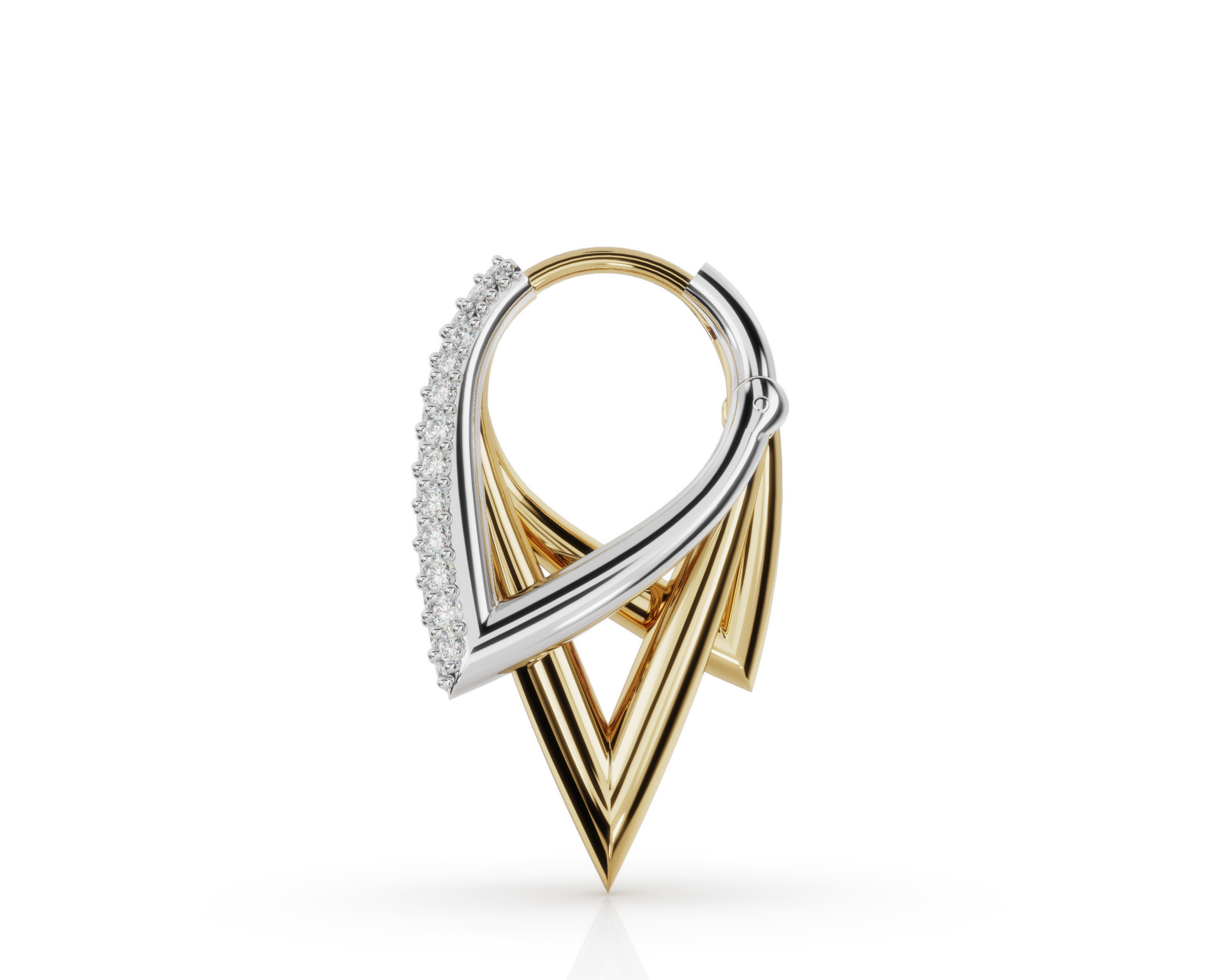 Triple V Hoops with Diamonds (Sold as a Pair)