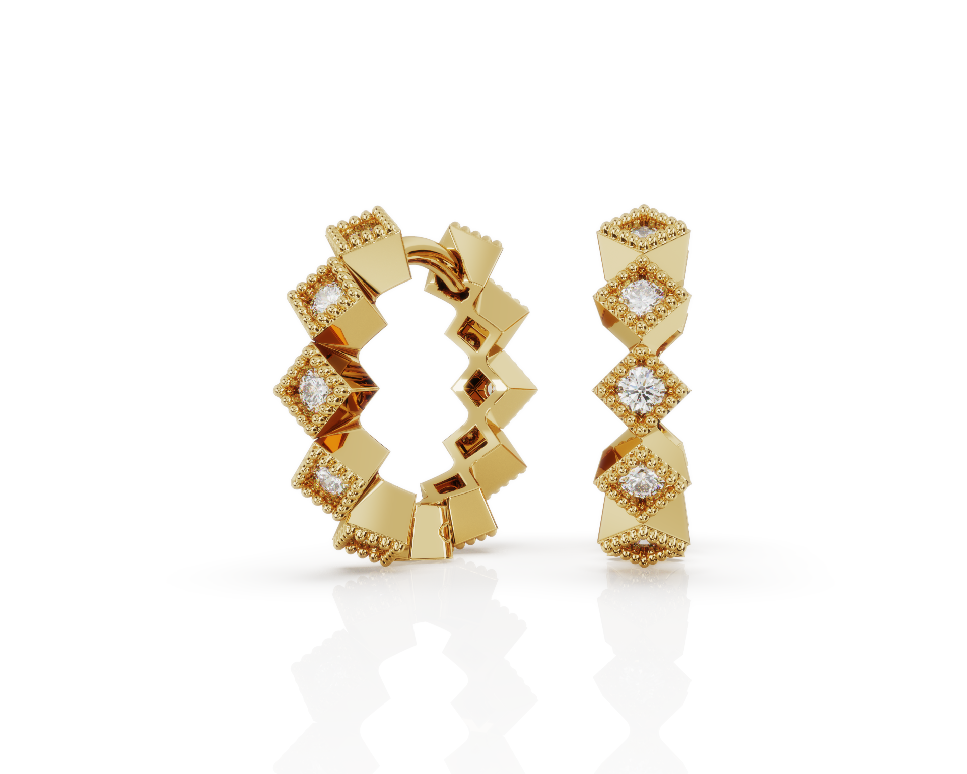 Large Diamond Cut Huggies - Sold as a Pair