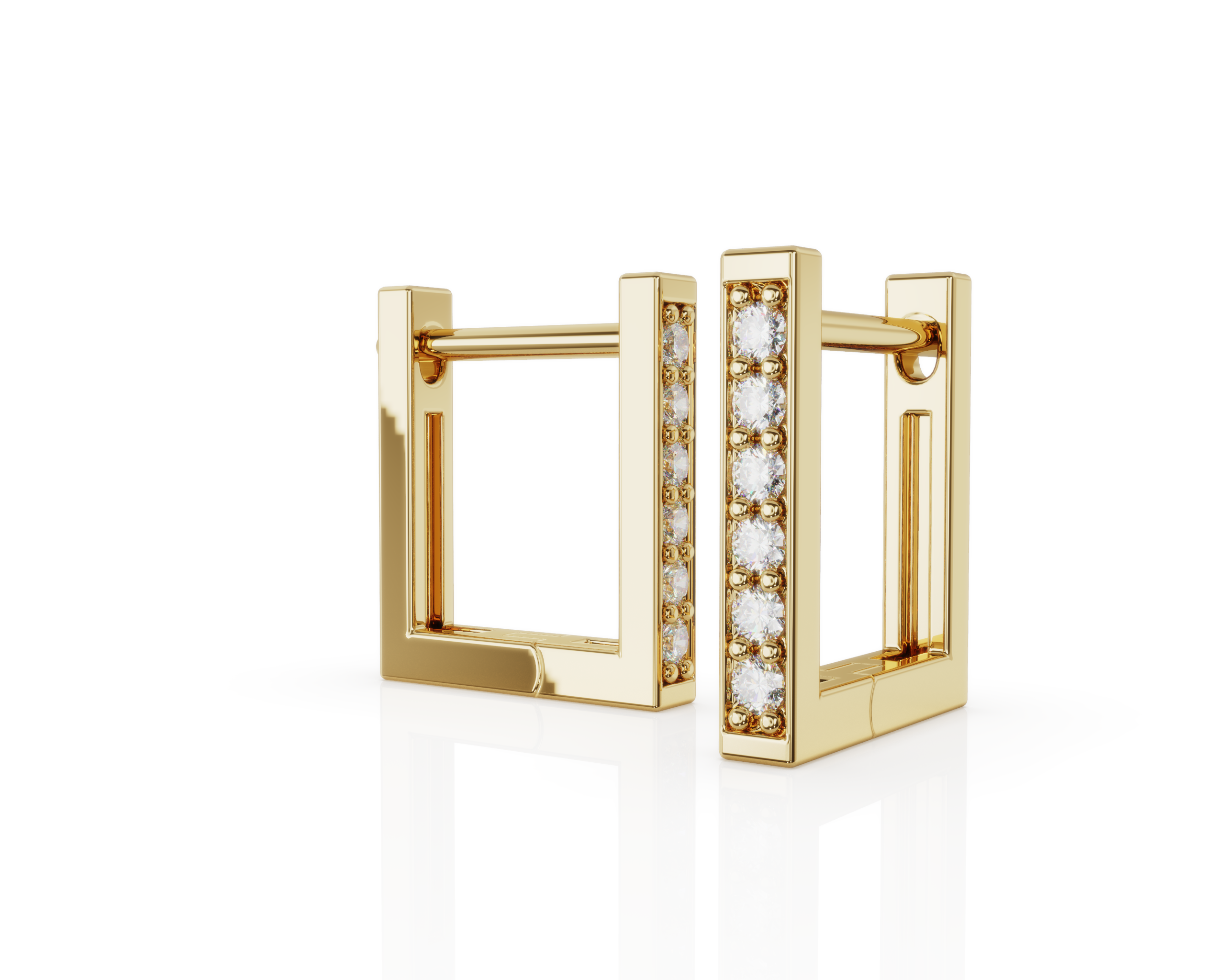 Square Diamond Huggies - Pair