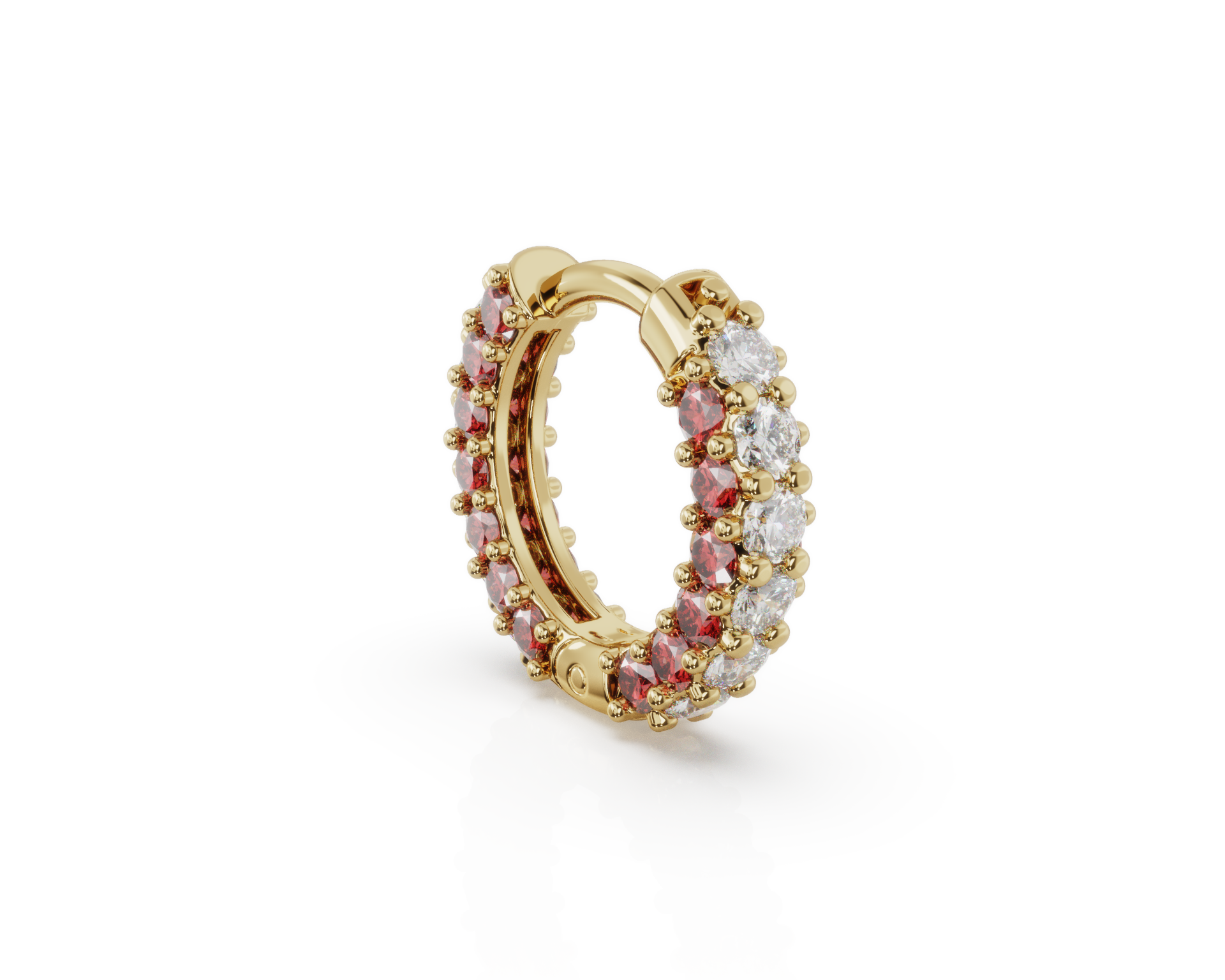 Diamond & Precious Stone Honeycomb Huggie - Small